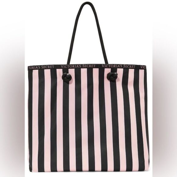 Victoria's Secret Black Floral Tote Bag Reversible. - Picture 2 of 6